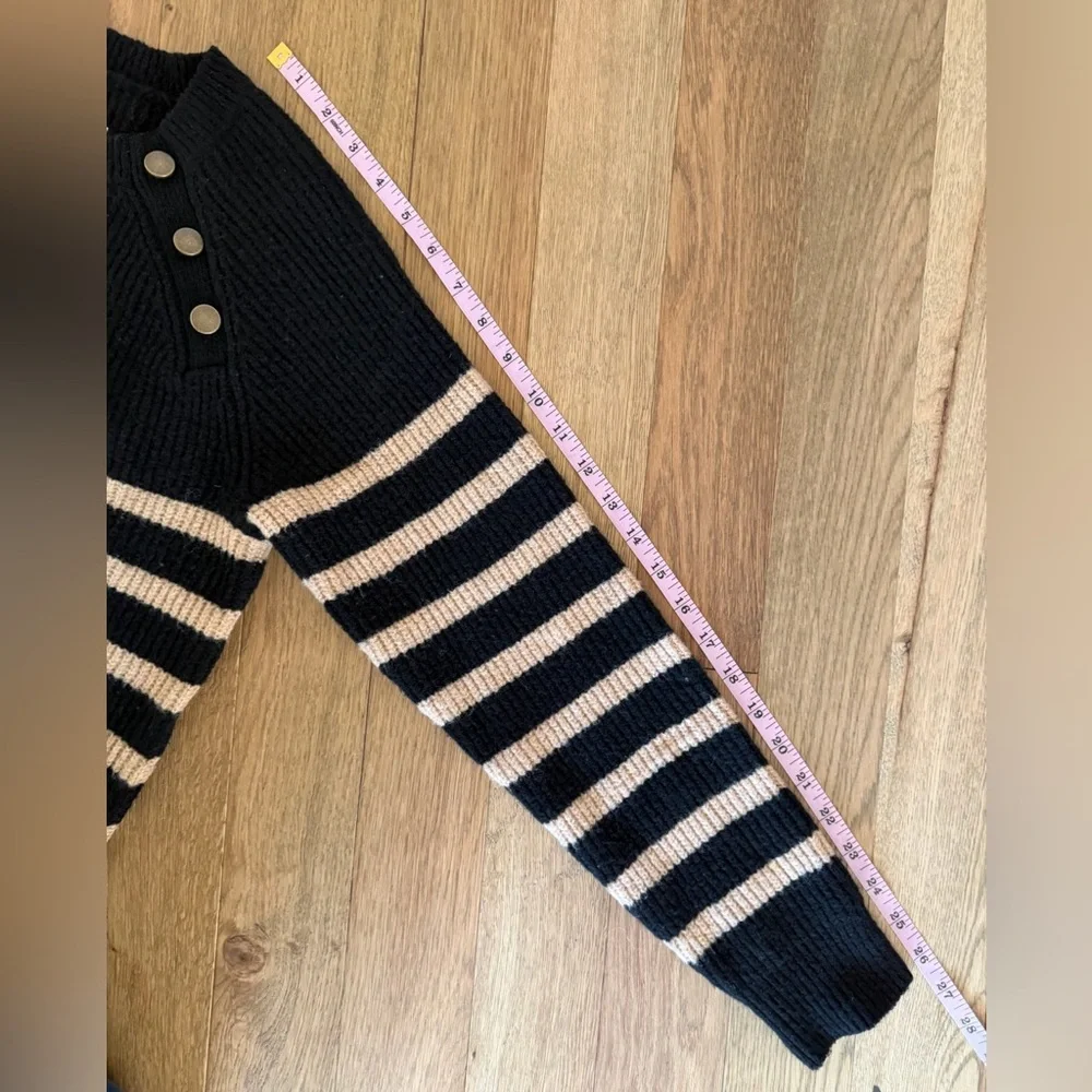 Knox Rose Black & Tan Striped Ribbed Sweater | XS